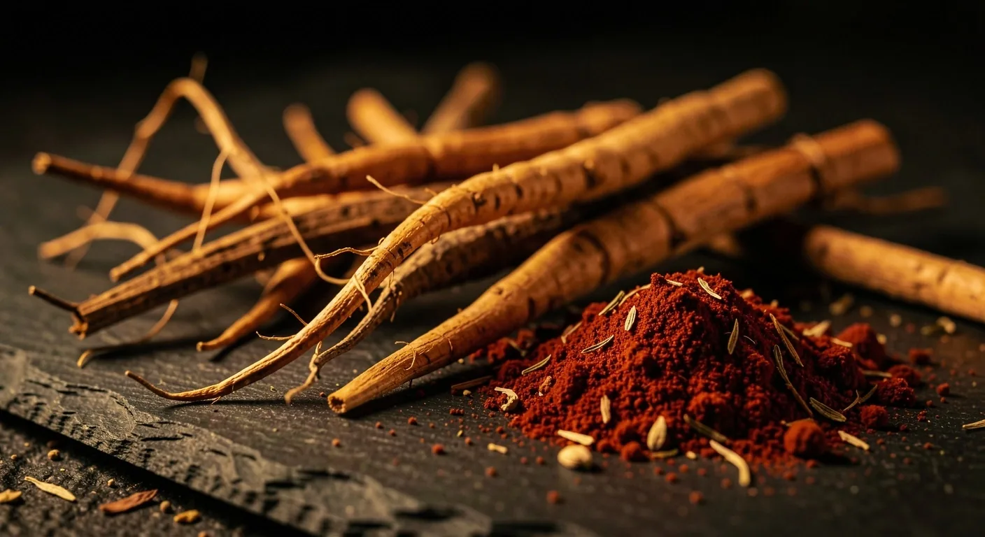 Natural botanical ingredients on dark surface