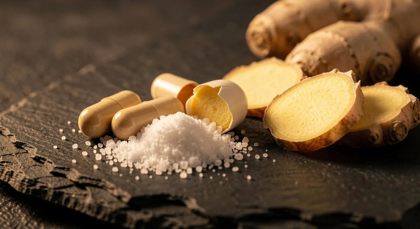 Macro view of turmeric powder and mineral crystals on a dark surface